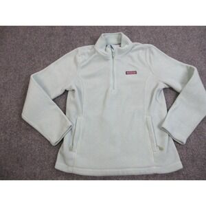Vineyard Vines‎ Fleece Jacket Womens Medium Green 1/4 Zip Pullover Whale Logo
